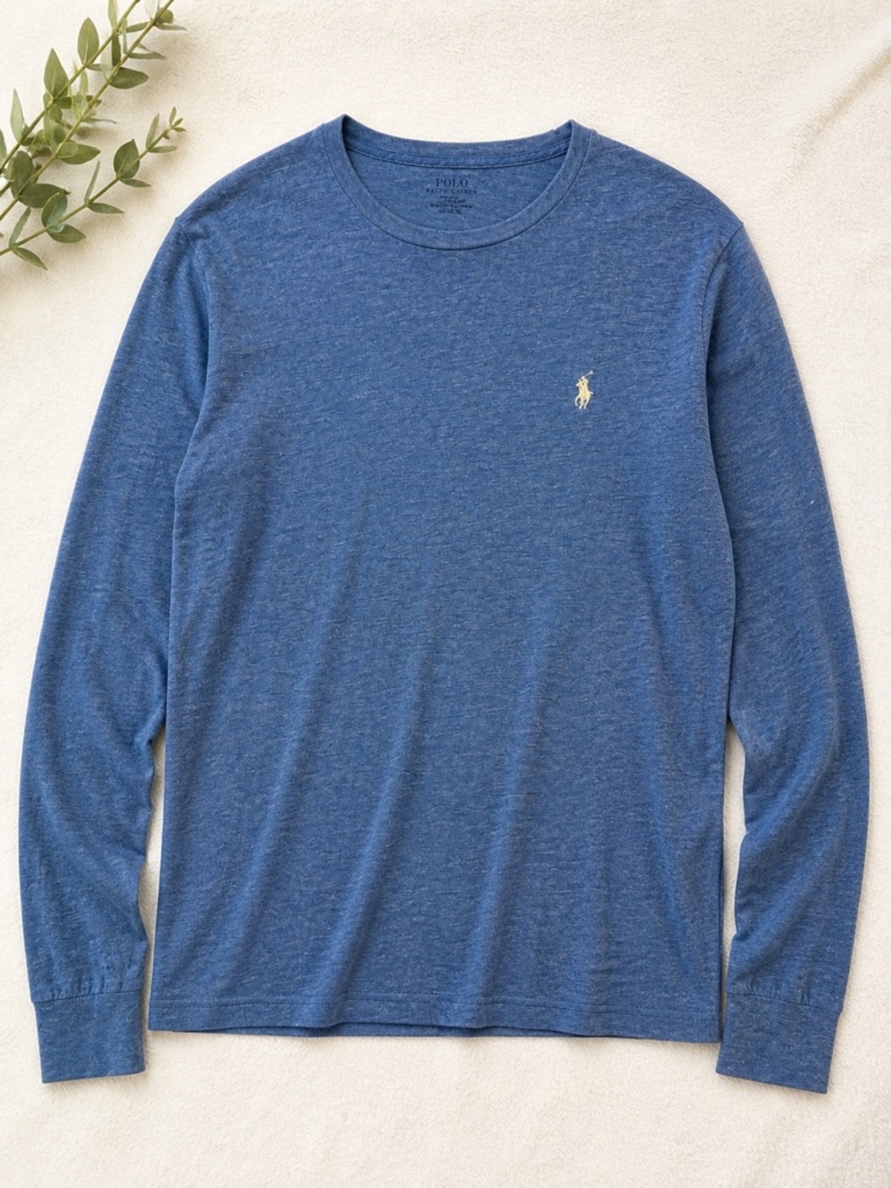 Polo Ralph Lauren Blue Long Sleeve Tee Mens Large Custom Fit Cotton Shirt